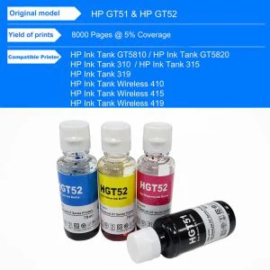 For HP GT51 Black Ink Bottle